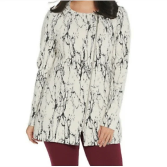 H by Halston marble print zip jacket top size 12 - Picture 2 of 8